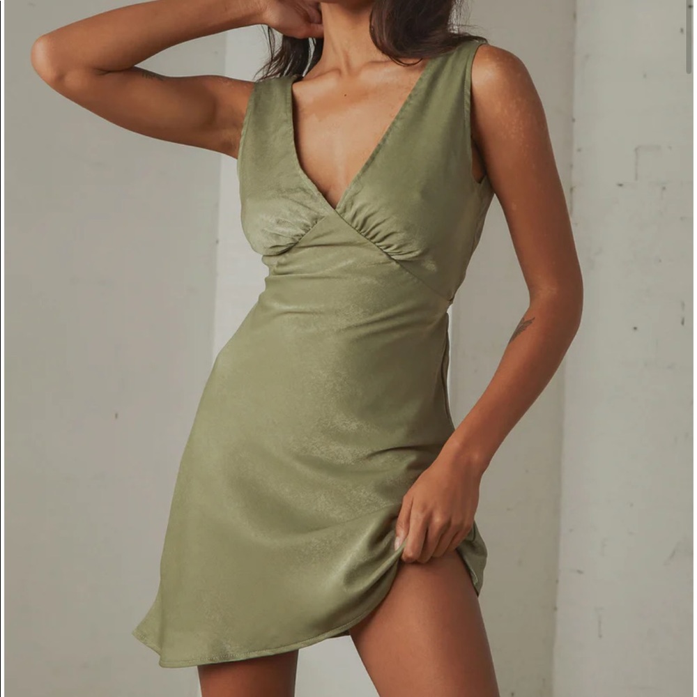 Khaki green mini slip dress